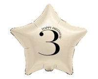 Foil Balloon 18" - Star with Number "3" (creamy)